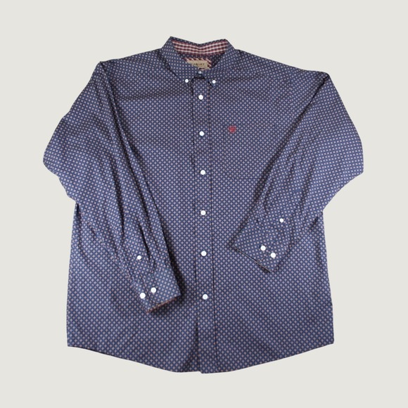 Ariat Other - Ariat Navy Wrinkle Free Briggs Geo Print Western Shirt Long Sleeve L